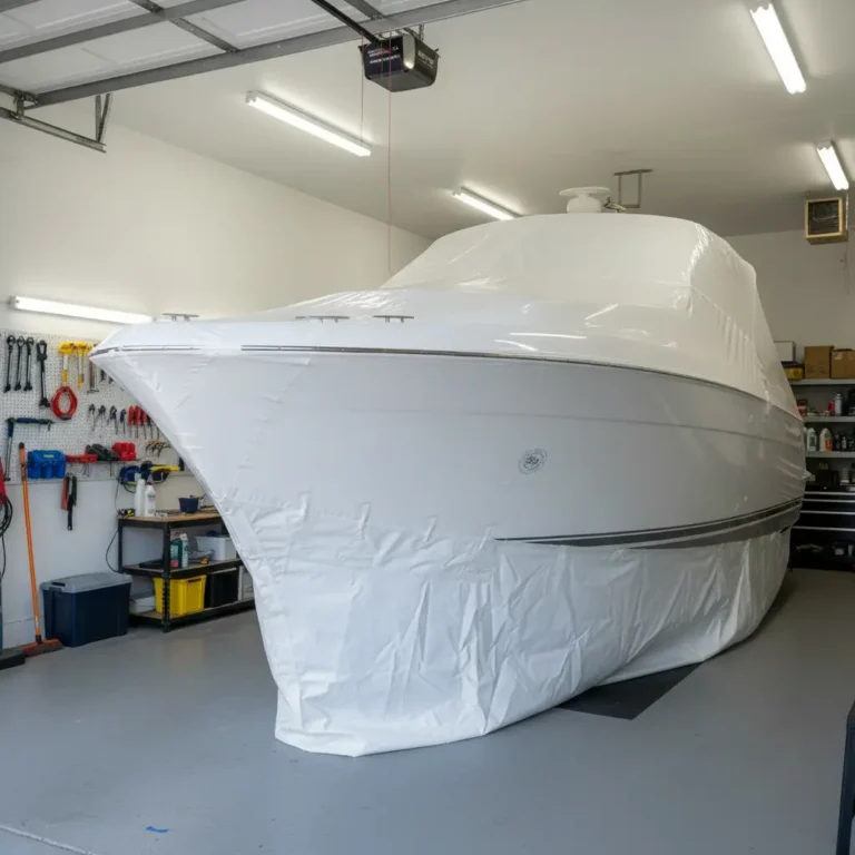 Large asset covered with thick protective film for transport