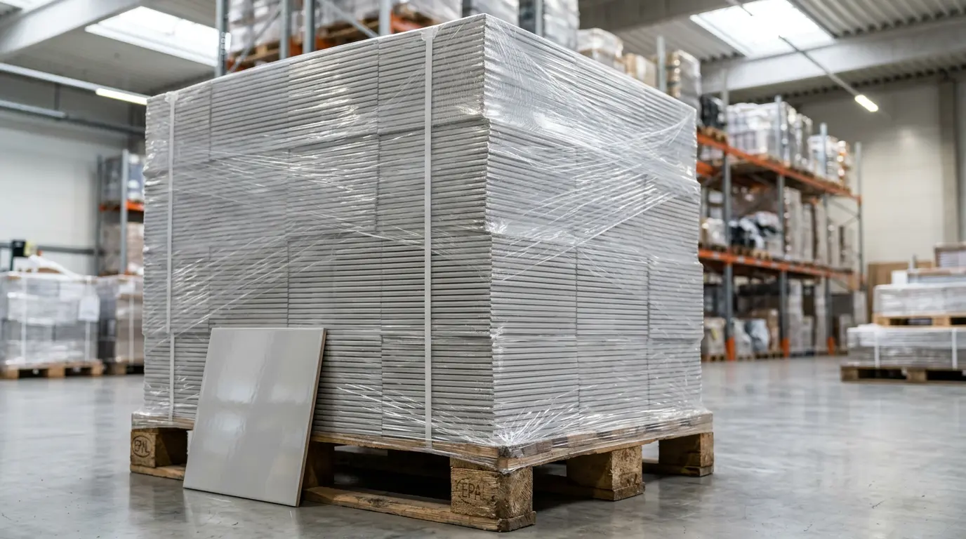 Sharp-edged load secured with blown stretch film