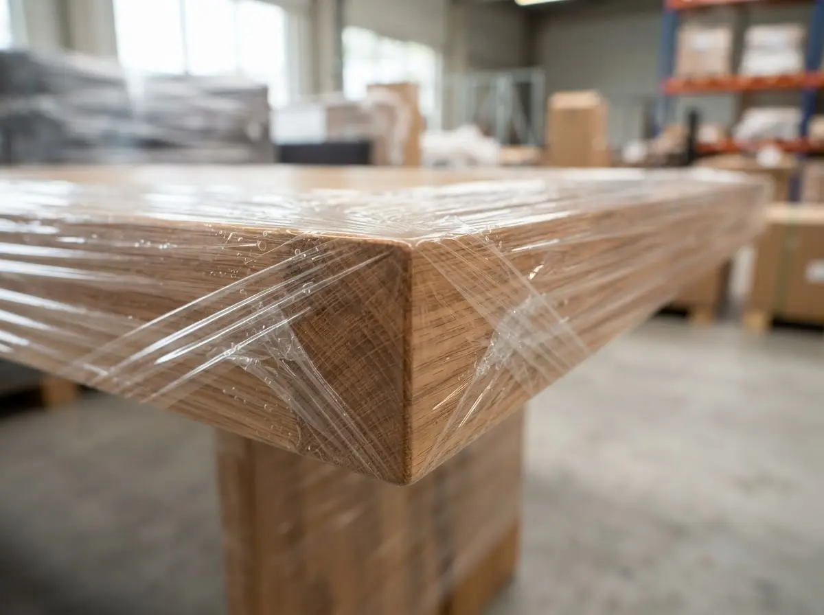 Blown stretch wrap holding over a sharp load corner